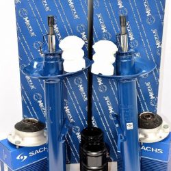 2x tlmiče a uloženie tlmiča, prachovky a dorazy predná náprava BMW 3er E36