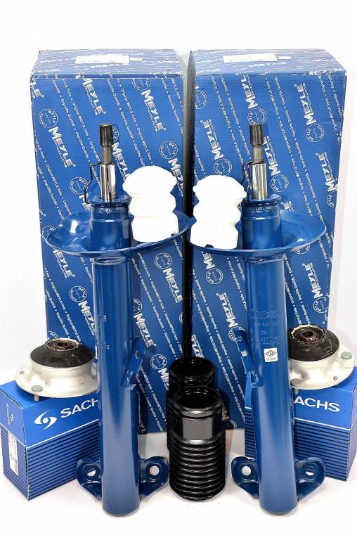 2x tlmiče a uloženie tlmiča, prachovky a dorazy predná náprava BMW 3er E36