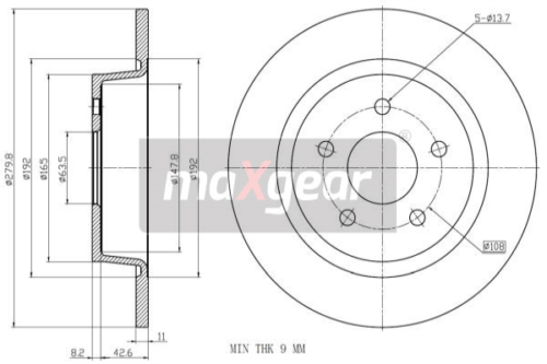2x brzdové kotúče zadné 279,8mm FORD C-MAX II/GRAND C-MAX/KUGA II
