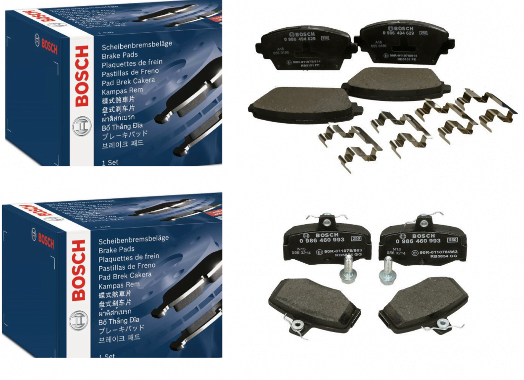 Brzdové platničky predné + zadné Bosch NISSAN ALMERA TINO