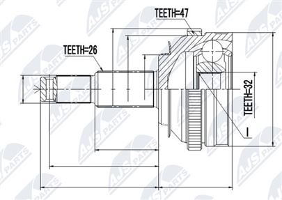 Homokinetický kĺb predný vonkajší Dodge Caravan, Chrysler Voyager