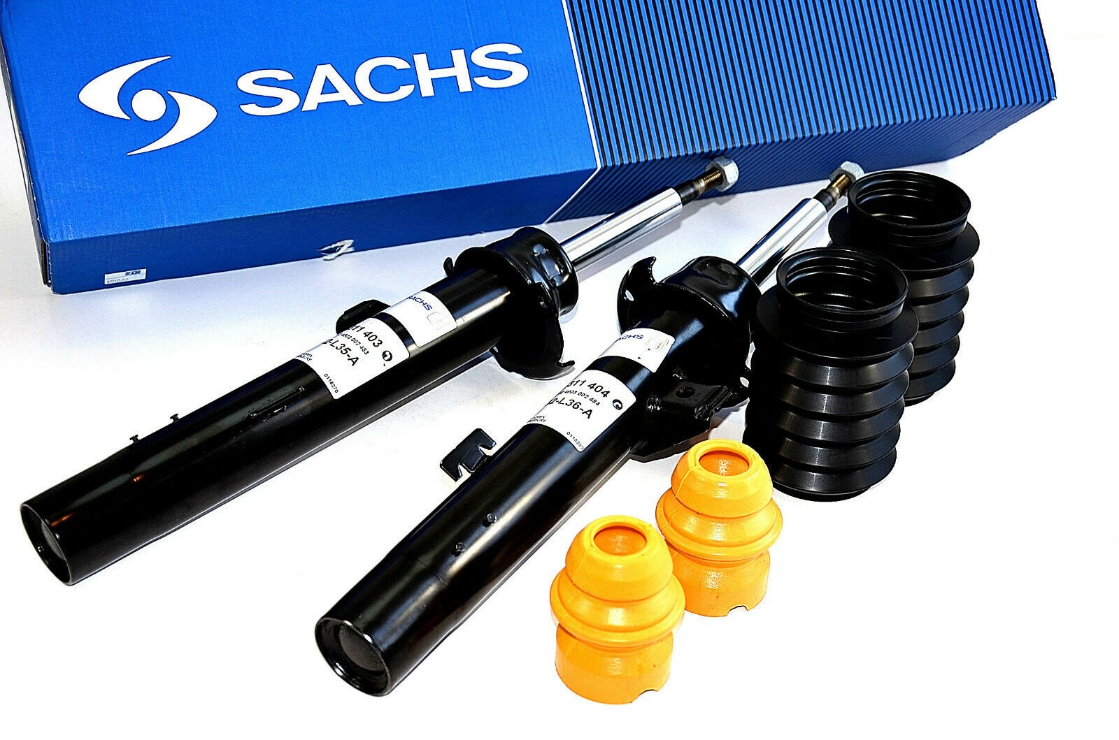 2x tlmiče predná náprava + sada prachoviek a dorazov SACHS BMW 3er E90 E91 E92 E93